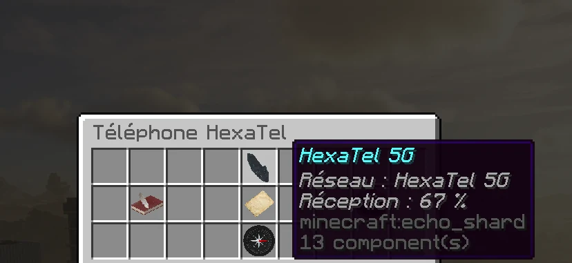 Menu du téléphone HexaTel indiquant une réception réseau de 67 pour cent
